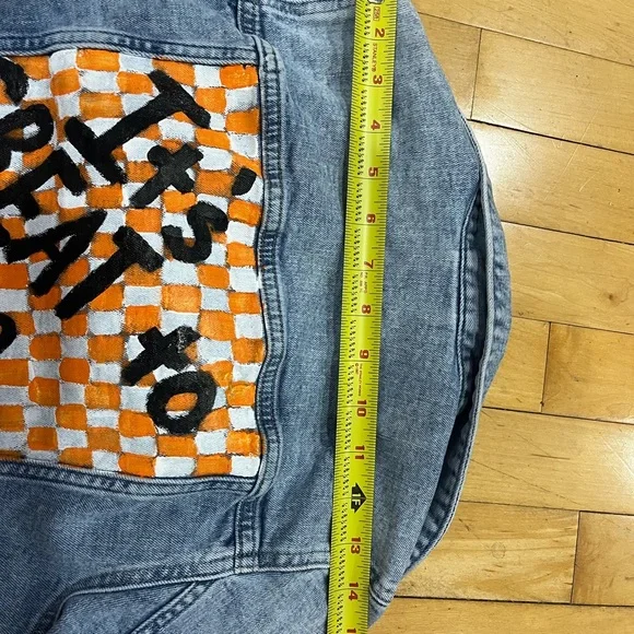 🧡Kids Denim Hand-painted TN Vols Jacket with Orange and White Checkerboard - Picture 10 of 10